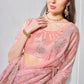 Rajwada Peach Net Embroidered Saree With Unstitched Blouse For Women