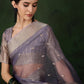 Rajwada Lavender Organza Woven Saree With Unstitched Blouse For Women