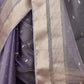 Rajwada Lavender Organza Woven Saree With Unstitched Blouse For Women