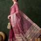 Rajwada Pink Organza Woven Saree With Unstitched Blouse For Women