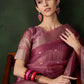 Rajwada Pink Organza Woven Saree With Unstitched Blouse For Women
