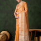 Rajwada Mustard Organza Woven Saree With Unstitched Blouse For Women