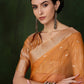Rajwada Mustard Organza Woven Saree With Unstitched Blouse For Women
