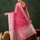 Rajwada Pink Organza Woven Saree With Unstitched Blouse For Women