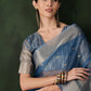 Rajwada Blue Organza Woven Saree With Unstitched Blouse For Women