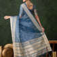 Rajwada Blue Organza Woven Saree With Unstitched Blouse For Women
