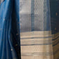 Rajwada Blue Organza Woven Saree With Unstitched Blouse For Women