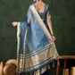 Rajwada Blue Organza Woven Saree With Unstitched Blouse For Women