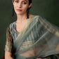 Rajwada Dark Green Organza Woven Saree With Unstitched Blouse For Women
