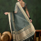 Rajwada Dark Green Organza Woven Saree With Unstitched Blouse For Women