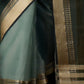 Rajwada Dark Green Organza Woven Saree With Unstitched Blouse For Women