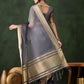 Rajwada Grey Organza Woven Saree With Unstitched Blouse For Women
