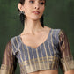 Rajwada Grey Organza Woven Saree With Unstitched Blouse For Women