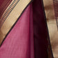 Rajwada Wine Organza Woven Saree With Unstitched Blouse For Women