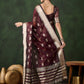 Rajwada Burgundy Organza Woven Saree With Unstitched Blouse For Women