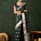 Rajwada Olive Organza Woven Saree With Unstitched Blouse For Women
