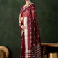 Rajwada Maroon Organza Woven Saree With Unstitched Blouse For Women
