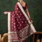 Rajwada Maroon Organza Woven Saree With Unstitched Blouse For Women