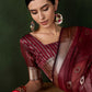 Rajwada Maroon Organza Woven Saree With Unstitched Blouse For Women