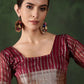 Rajwada Maroon Organza Woven Saree With Unstitched Blouse For Women