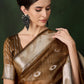 Rajwada Mustard Organza Woven Saree With Unstitched Blouse For Women