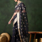 Rajwada Navy Blue Organza Woven Saree With Unstitched Blouse For Women