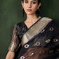 Rajwada Navy Blue Organza Woven Saree With Unstitched Blouse For Women