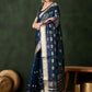 Rajwada Teal Blue Organza Woven Saree With Unstitched Blouse For Women