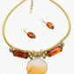 Rajwada Golden And Maroon PU Embellished Jewellery Set For Women