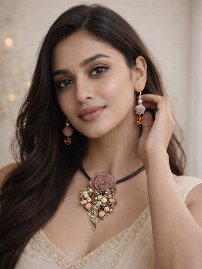 Rajwada Multicolor Silicon Pearl And Stone Jewellery Set For Women