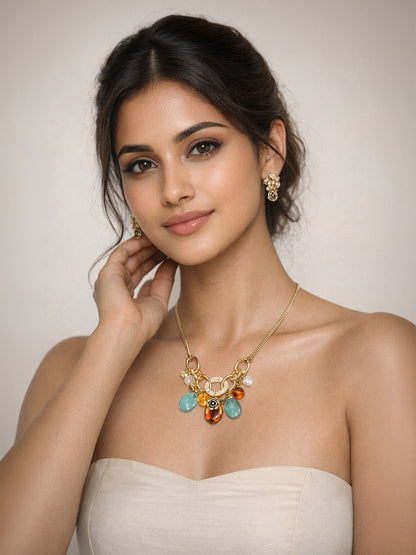 Rajwada Multicolor Alloy Pearl Jewellery Set For Women
