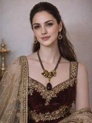 Rajwada Multicolor Jute Embellished Jewellery Set For Women