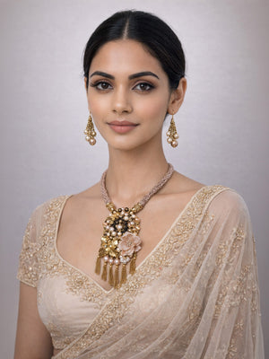 Rajwada Multicolor Jute And Alloy Pearl Jewellery Set For Women