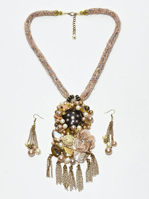 Rajwada Multicolor Jute And Alloy Pearl Jewellery Set For Women