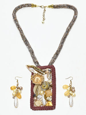 Rajwada Multicolor Jute And Alloy Pearl And Stone Jewellery Set For Women