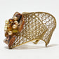 Rajwada Brown And Golden Alloy Pearl And Stone Cuff Bracelet For Women