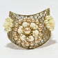 Rajwada Golden And White Alloy Pearl Cuff Bracelet For Women