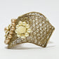 Rajwada Golden And White Alloy Pearl Cuff Bracelet For Women