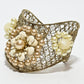 Rajwada Golden And White Alloy Pearl Cuff Bracelet For Women