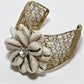 Rajwada Golden Alloy Pearl And Stone Cuff Bracelet For Women