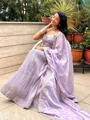 Rajwada - Designer Pink Silk Blend Lehenga