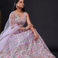 Rajwada - Lavender Silk Blend Semi Stitched Lehenga Set