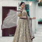 Rajwada Gold & Grey Georgette Semi Stitched Lehenga with unstitched Blouse for Women