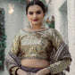 Rajwada Gold & Grey Georgette Semi Stitched Lehenga with unstitched Blouse for Women