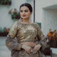 Rajwada Gold & Grey Georgette Semi Stitched Lehenga with unstitched Blouse for Women