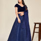 Rajwada - Blue Silk Blend Semi Stitched Lehenga Set