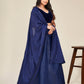 Rajwada - Blue Silk Blend Semi Stitched Lehenga Set
