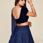 Rajwada - Blue Silk Blend Semi Stitched Lehenga Set