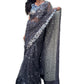 Rajwada Grey Net Saree with unstitched Blouse For Women