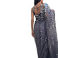 Rajwada Grey Net Saree with unstitched Blouse For Women